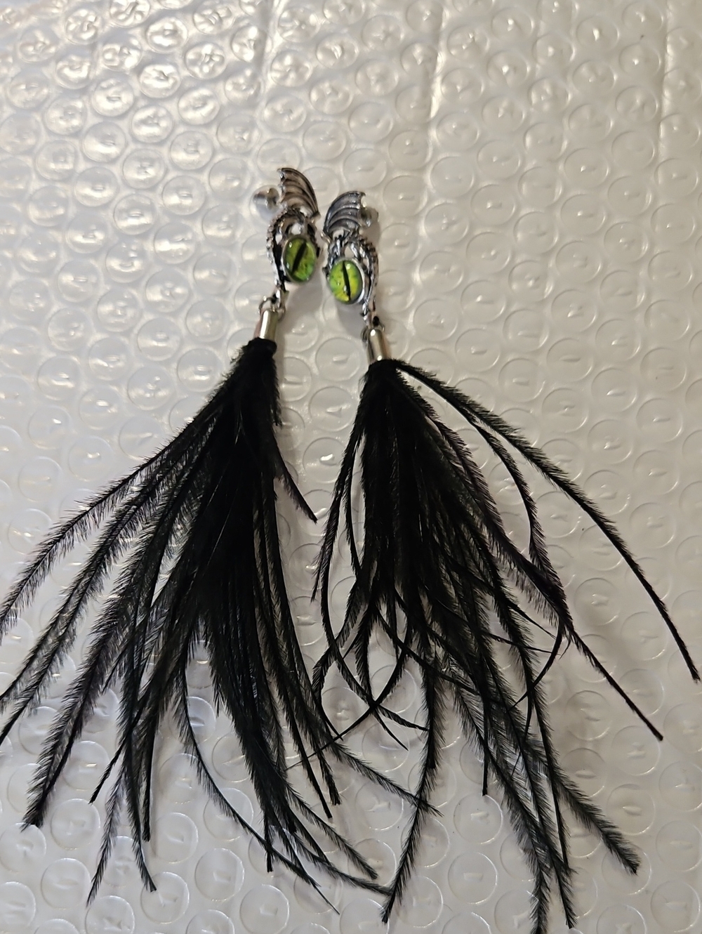 Dragon Drop Earrings with Lime Green Eye
